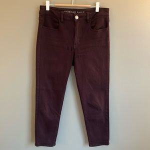 American Eagle Plum Colored Cropped Jean (skinny fit)